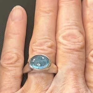 Beautiful Sea Blue Aquamarine Sterling Silver Ring